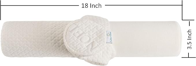 Comfort Memory Foam Neck Roll and Cervical Bolster Round Pillow with Removable Washable Soft Cover for Spine and Neck Back Lumbar Leg Vertebra Support (18x3.5 inch Pillow)