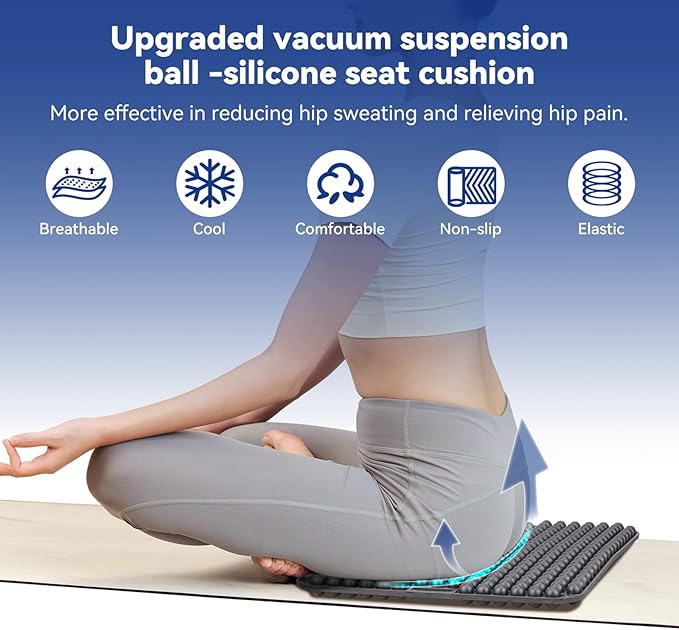Seat Cushion for Long Sitting Hours on Office & Home Chair, with 3D Non-Slip for Office Chair Cushions, Car Seats, Airplane Seat, Wheelchair, Desk Chair,Cushion Lab, Long Trips (Black)