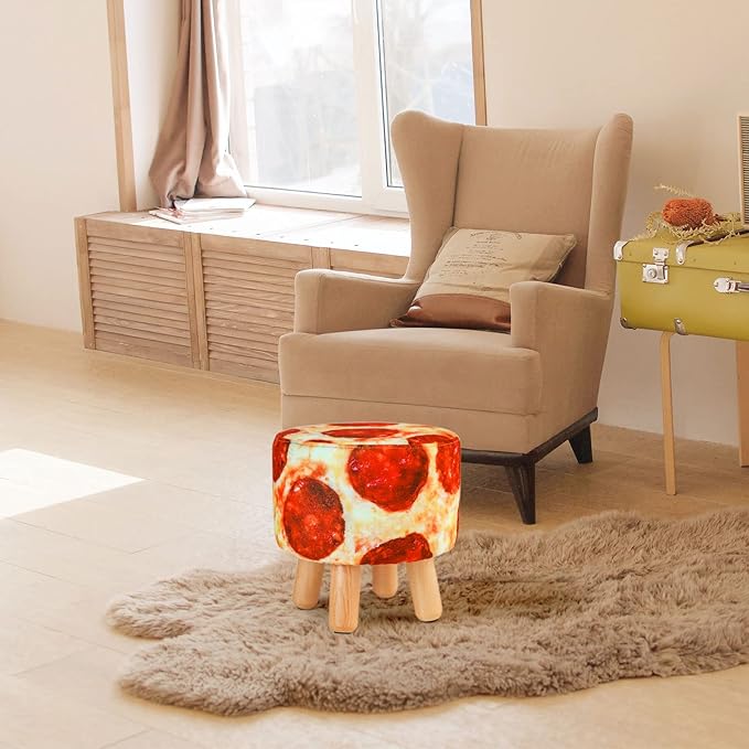 H&B Luxuries Fabric Round Padded Ottoman Foot Rest Stool