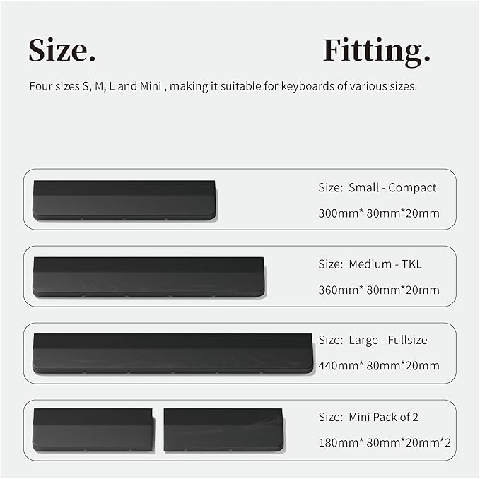 Faluber Wooden Wrist Rest Black Lacquered,12-inch Length and 20mm Thickness for Compact Keyboard, Ergonomic Design Palm Rest for Mechanical Keyboard,Stain Resistant (Compact-300mm, Black Lacquered)