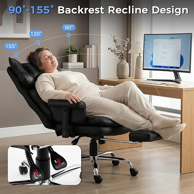 Big and Tall Massage Office Chair with Heat, Extra Wide Double-Layer Pocket Spring Cushion, High Back Reclining Gaming Chair with Adjustable Armrests & Footrest, Heavy Duty Ergonomic Chair, Gray