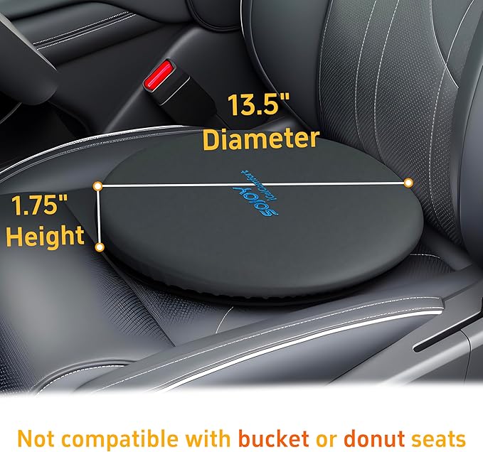 Sojoy iGelComfort Deluxe Gel Swivel Seat Cushion with Supportive Memory Foam 360 Degrees Rotating Seat Cushion for Home,Stool Chair,Office (Black, 13.5 * 13.5 * 1.75 inches)