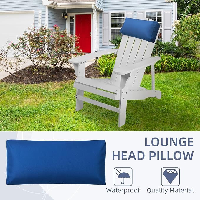 Chaise Lounge Head Pillow, 2 Pack Outdoor Lounge Chair Pillows with Adjustable Strap Longue Head Pillow Headrest Pillows for Patio Backyard Beach Pool Garden Recliner(Royal Blue)