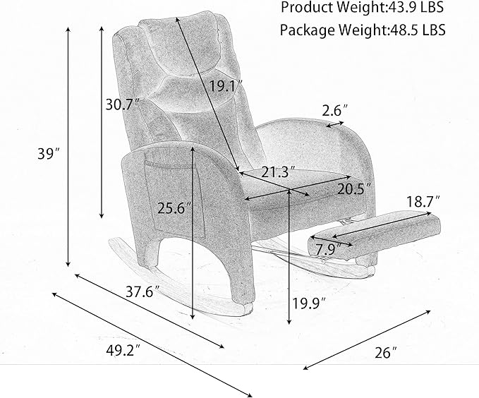 Rocking Chair with Foot Rest, Nursery Glider Teddy Gliding Rocking Chair with Retractable Footrest Rubber Wood Legs Side Pocket High Back & Wide Seat Nursing Chair for Living Room (Pink)