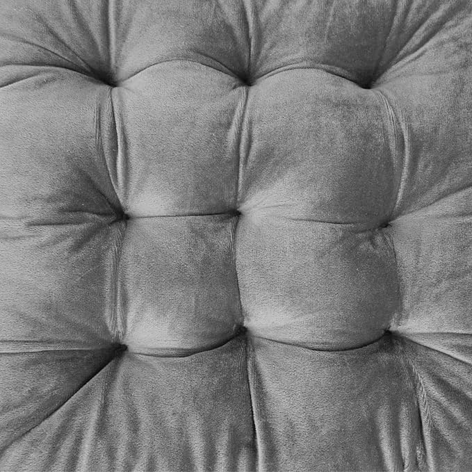 ELFJOY 4 Pack Chair Cushions for Dining Chairs Chair Pads Cushion for Kitchen Office Tufted Square Seat Cushion with Ties (16" Grey Velvet)
