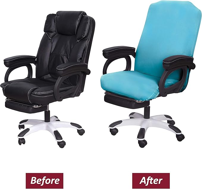 SARAFLORA Office Chair Cover- Large, Teal- Removable Computer Chair Cover for Office Chair with Zipper for Universal Rotating Chair Desk Chair Cover High Back Chair Seat Washable Protector for Pets