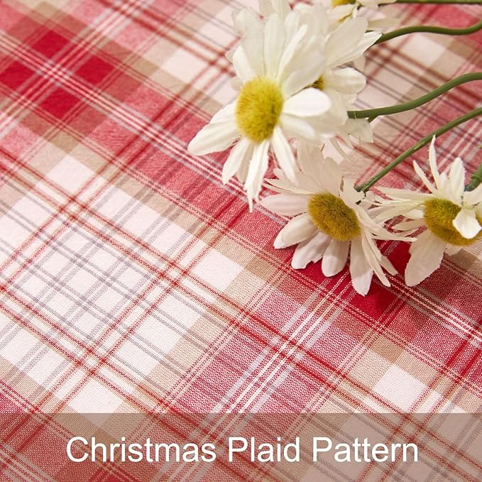 vctops Plaid Cotton Chair Cushion for Kitchen Dining Room Chairs Farmhouse Scottish Tartan Thin Thin Seat Cushion Soft Foam Non Slip Chair Pad with Removable Cover (Red,16"x16")