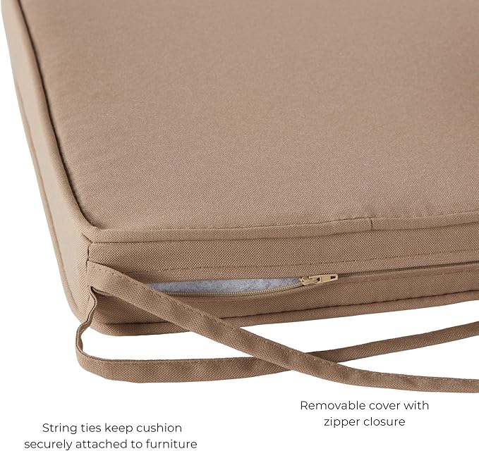 Outdoor 18 inch Square Patio Dining Chair Pads – Comfortable Fiber-Filled Seat Cushions with Ties, Reversible Polyester Fabric - Coronado, Set of 4