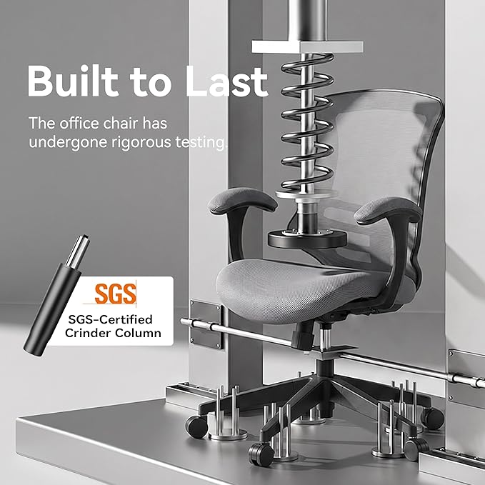 HAMESS Ergonomic Mesh Office Chair for Home Office Swivel Rolling Computer Desk Chair Padded Arms with Built-in Lumbar Support Thick Seat Cushion 300 lbs