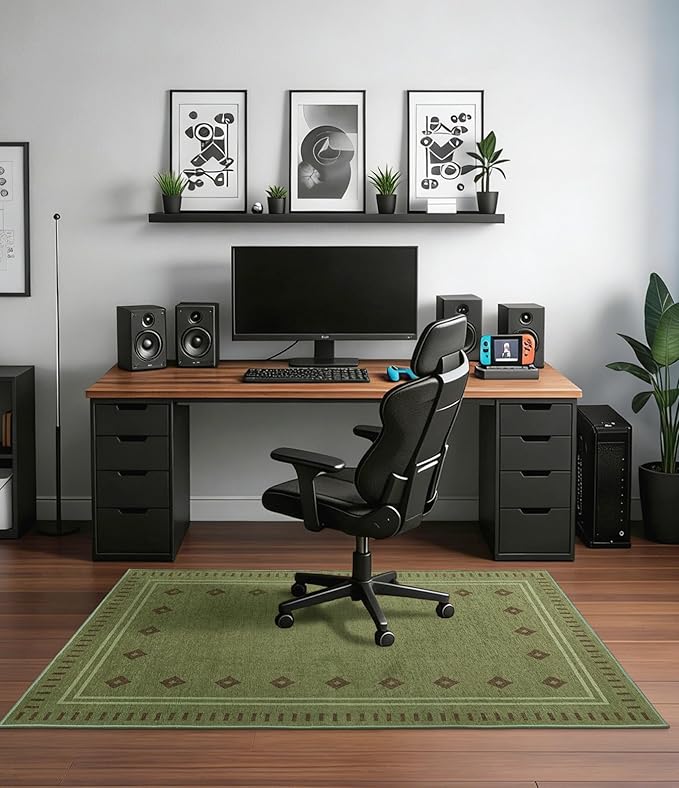 chakme Office Chair Mat for Hardwood Floor, 48"x36" Easy Glide Computer Desk Mat Protector for Rolling Chair Under Desk Rug Nonslip Backing, Machine Wash, (Southwestern Sage)