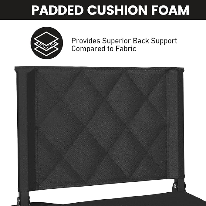 Sheenive Stadium Seats for Bleachers with Back Support, Bleacher Seats with Backs and Cushion Wide, Padded Portable Folding Comfort Stadium Chair with Shoulder Strap for Football Baseball Games