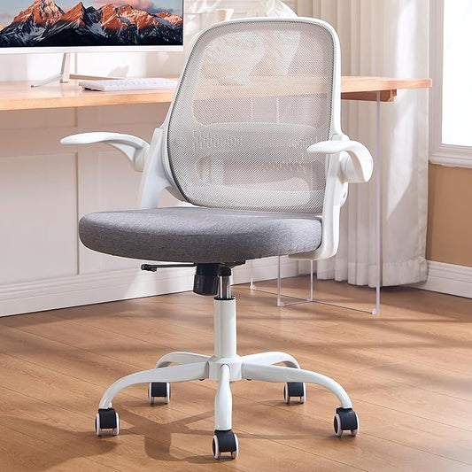 amseatec Office Chair，Ergonomic Mesh Desk Chair,Flip-Up Arms,Adjustable Height,Breathable Mesh Back & Thick Cushion Seat,360°Swivel Rolling Computer Chair,BIFMA Certified,Supports 300 lbs(Gray)