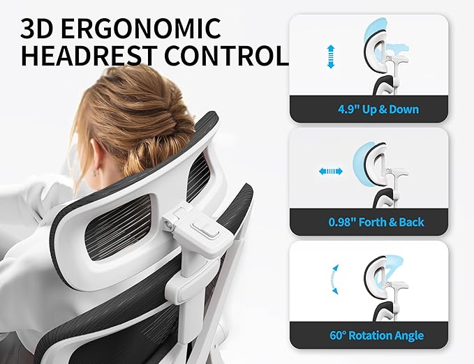 Ergalithic Ergonomic Office Chair - Computer Desk Chair with Adjustable Lumbar Support - 300lbs Executive Desk Chair High Back with Headrest Flip-Up Arms for Long Hours, Rolling Chair (White Black)