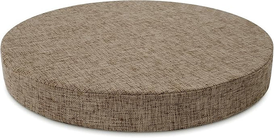 Tromlycs Round Chair Seat Cushion Pad 14 inch for Circle Bistro Chairs Non Slip Foam Cushion Nature Linen