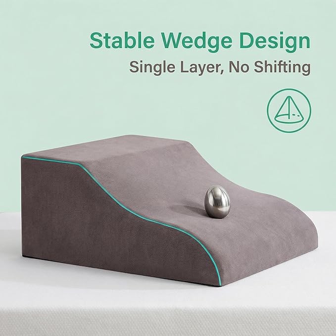 Leg Elevation Pillows, Ergonomic Memory Foam Wedge Pillow/Leg Positioner Pillows Comfort Care for Back Knee Hip Ankles Pain, Knee Pillow for After Surgery, Injury, or Rest Gray