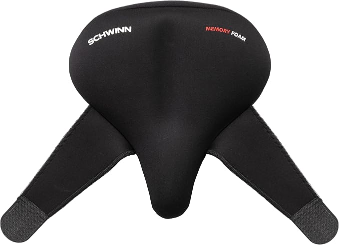 Schwinn Cruise Memory Foam Dual Strap Bike Seat Cover, Saddle Cover for Extra Comfort, Soft, Weather-Resistant Memory Foam, Dual Straps Attach Quickly to Most Adult Cruiser Bike Seats