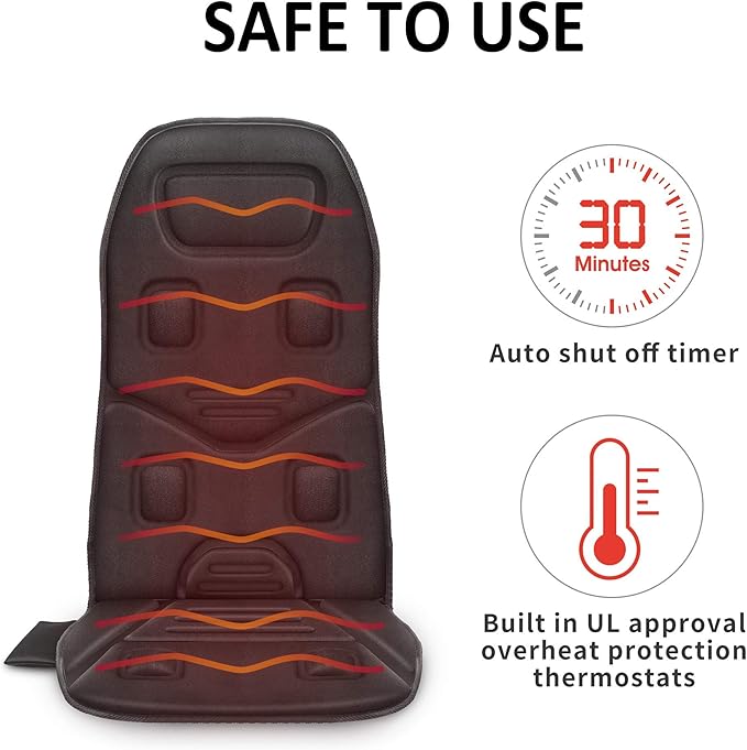COMFIER Back Massager for Chair – Upgraded Vibration Chair Massager, Deep Tissue Back Massager for Pain Relief, Massage Chair Pad with Graphene Heating,Father Day Gifts