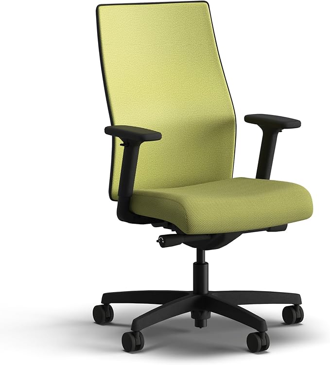 HON Ignition 2.0 Mid Back Task Chair, Spectrum Mesh, Advanced Synchro-Tilt Control, Office Chair with Lumbar Support, Height and Width Adjustable Arms, Black Frame, Pear