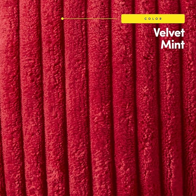 Rocking Chair Cushion Premium Tufted Pads Non Skid Slip Backed Crushed Velvet Cover Set of Upper and Lower with Ties, 21 in x 17 in | 17 in x 17 in, Velvet Red