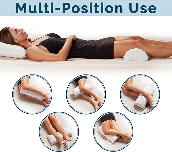 ComfiLife Knee Pillow for Back Sleeping – 100% Memory Foam Bolster Pillow for Legs – Under Knee Pillow for Sleeping on Back – Leg & Hip Pain Relief for Side Sleepers – Half Moon Pillow