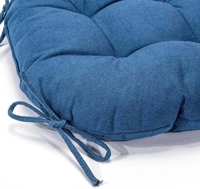 Chair Cushion, Chair Cushions for Dining Chairs, Chair Pads and Mat with Ties for Indoor Kitchen Seat and Desk (Prussian Blue, 6 Count - 17 x 16 in)