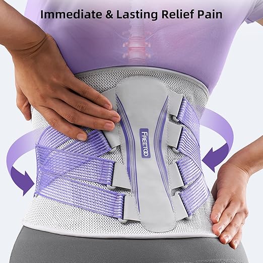 FREETOO Back Brace for Lower Back Pain Women with Bionic Support System, Adjustable Knitted Lumbar Support Belt, Breathable Mesh Design with Lumbar Pad,for Herniated Disc,Sciatica,Scoliosis Size S (Waist: 29.5"-33.5")