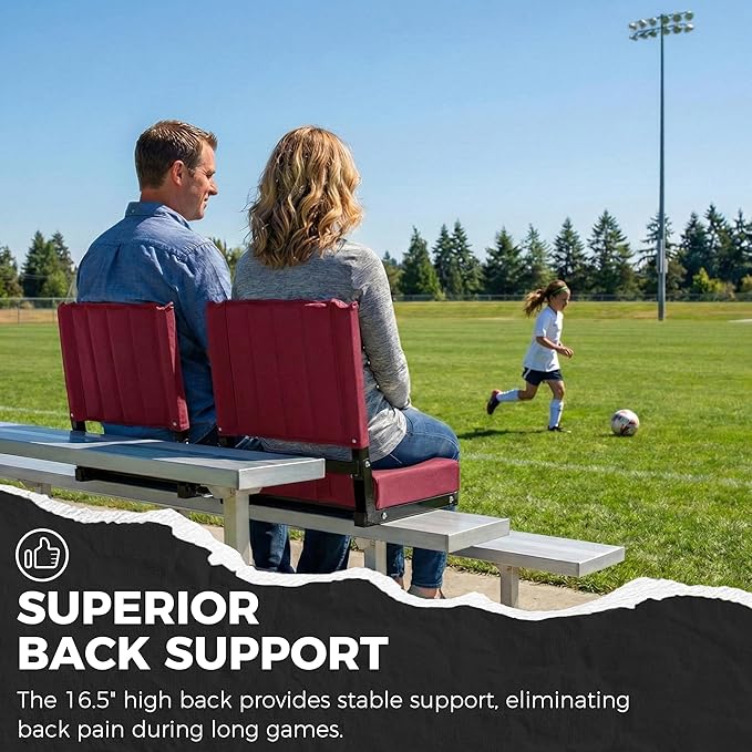 SPORT BEATS Stadium Seats with Back Support Bleacher Chairs with Back and Cushion Thick Padded Bleacher Seats Includes Shoulder Strap