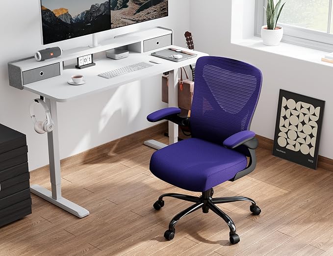 Ergalithic Ergonomic Office Chair - X-Shaped Computer Desk Chair Comfy, Gaming Chair, Office Chair with Lumbar Support, Mesh Office Chairs, Desk Chair for Long Hours(Black Purple)