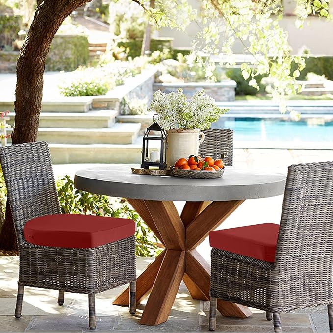 idee-home Outdoor Chair Cushions Set of 4, Thick 19" x 19" x 2" Outdoor Seat Cushions Patio Furniture Waterproof with Ties, Dining Pads