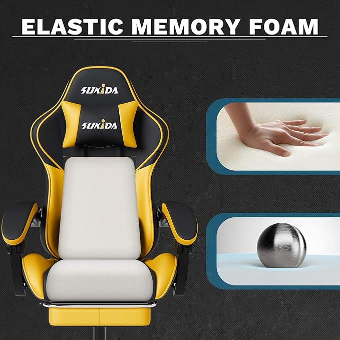 Ergonomic Video Gamer Chairs Gaming Computer Chair Gamer Chairs for Adults Massage Lumbar Support Swivel Height Adjustable Headrest Backrest