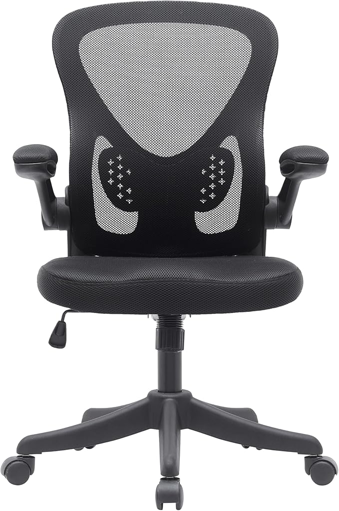 Ergonomic Office Chair with Mesh Back Rest Lumbar Support Flip Up Arms and Swivel, Mid-Back Task Home Office Chair