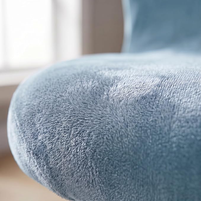Deisy Dee Velvet Stretch Armless Office Chair Covers - Colorful Stretch Slipcover for Desk Chairs (Baby Blue)