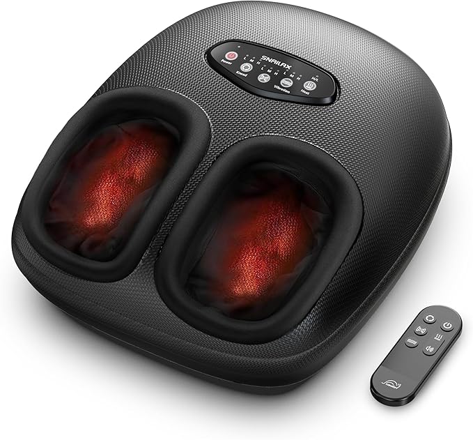 Snailax Foot Massager with Heat, Foot Massager for Neuropathy Plantar Fasciitis, Shiatsu Compression Vibration Heated Feet Massager (Remote Control), Fits Biger Size 13, Mothers DayGifts for Mom,Women