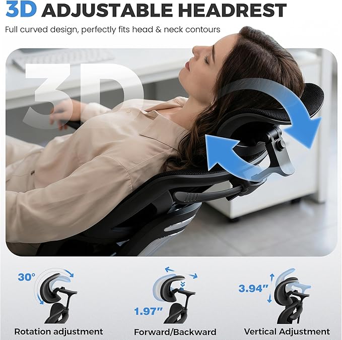 Ergonomic Office Chair, High Back Mesh Desk Chairs Comfy with Adjustable Lumbar Support, Home Computer Gaming Chair with 3D Headrest for Long Hours, 8 Pack