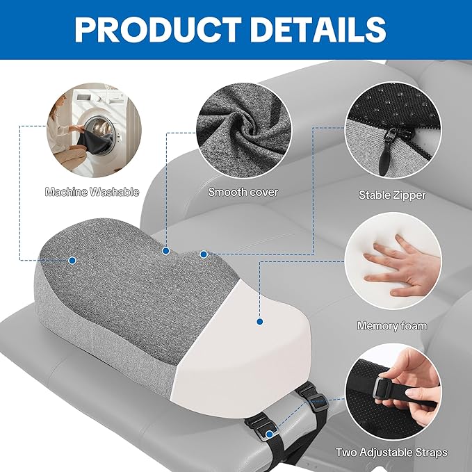 ROYALAY Ergonomic Recliner Leg Rest Cushion with 2 Adjustable Straps, Half-Covered Foot Pillow for Recliner, Memory Foam High Chair Foot Rest for Office