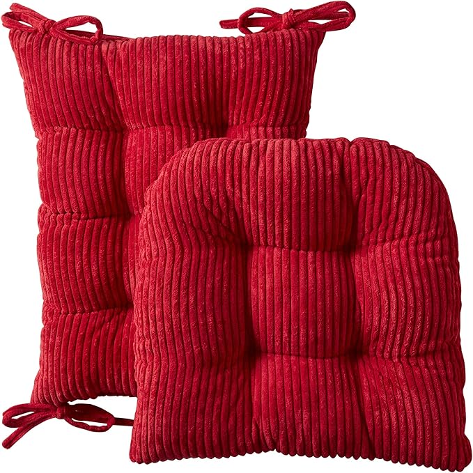 Sweet Home Collection Rocking Chair Cushion Premium Tufted Pads Non Skid Slip Backed Set of Upper and Lower with Ties, 1 Count (Pack of 1), Velvet Red 5, (Pack of 5)