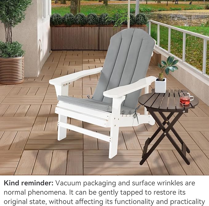 Adirondack Chair Cushion Set of 2 Indoor Outdoor Furniture Cushions Rocking Chair Cushions with Straps Replacement Folding Patio Chair Pad,19.7x18.9x1.5 Inch（Grey）