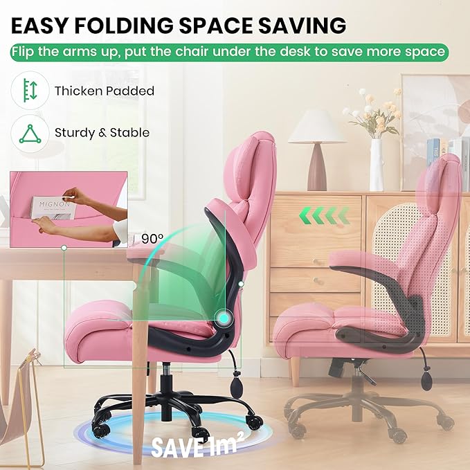 500lbs Big and Tall Office Chair Adjustable Lumbar Support for Back Pain, Extra Wide Seat Executive Office Chair Thick Armrest Pad, Heavy Duty Base&Upgraded Wheels, Ergonomic Comfy Computer Desk Chair