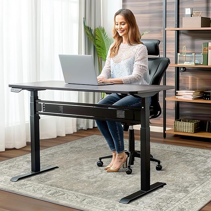 48"x60" Office Chair Mat for Hardwood Tile Floor, Under Desk Carpet Protector for Rolling Computer Chair Mat, Machine Washable Area Rug, Anti-Slip 1/5" Thick Low Pile Thin Vinyl Floor Mat, Trench