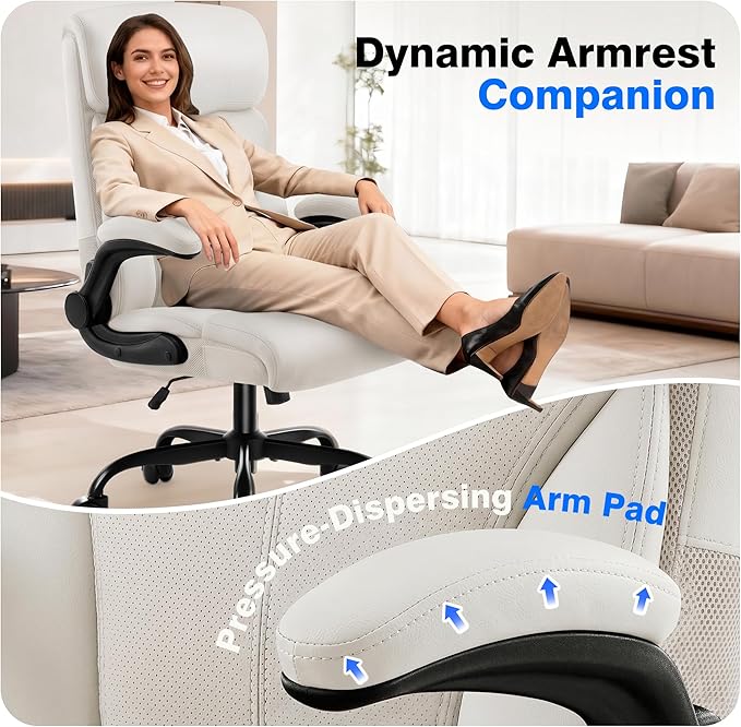AreShark Office Chair - Executive High Back Breathable Comfy Desk Chair with Lumbar Support - Ergonomic Leather Rolling Swivel Computer Chair with Rock Function for Working Studying Gaming Relaxing