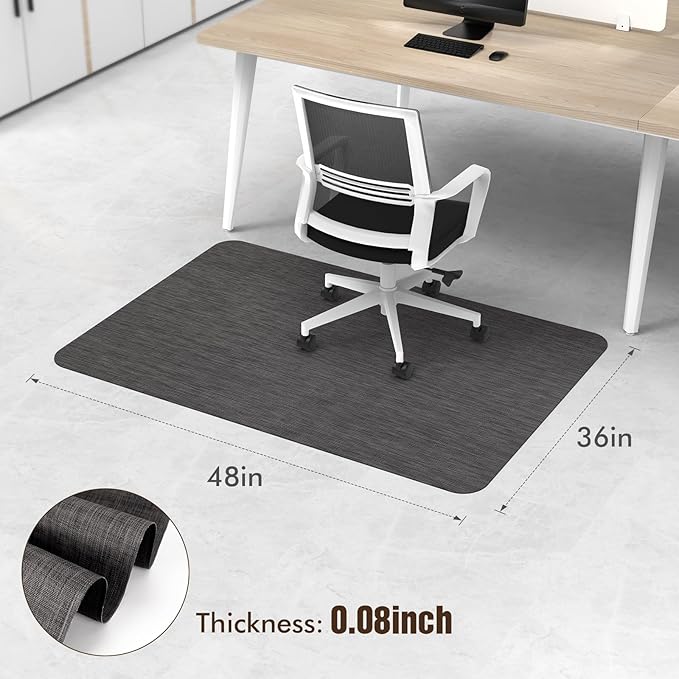 Blvornl Office Chair Mat for Hardwood Floor and Low Pile Carpet, 36"x 48" Desk Chair Mat for Hard Wood, Anti-Slip Hard Floor Protector Rolling Chair Mats, PVC Mat Desk Rug for Home, Black