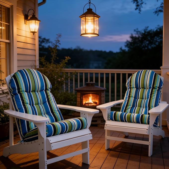 Enipate Weather Resistant Adirondack Chair Cushions High Back Indoor Outdoor Patio Tufted Thicken Lounge Cushion Seat Pads