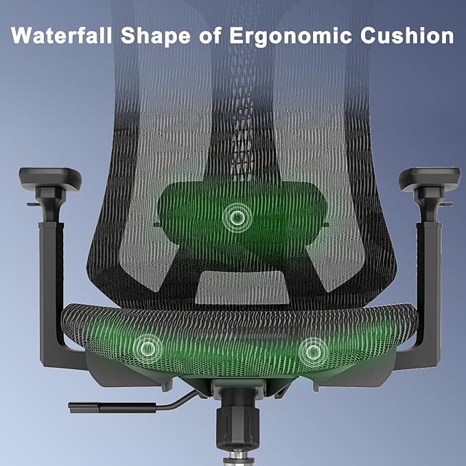 Logicfox Ergonomic Office Chair for Long Hours – Advanced Lumbar Support, 3D Adjustable Armrests & Headrest, High-Back Mesh Chair Designed for 8–10H Daily Comfort (Up to 300 lbs)