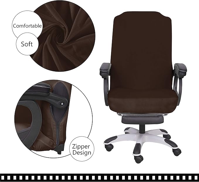 SARAFLORA Office Chair Covers- Medium, Brown- Removable Computer Chair Covers for Office Chair with Zipper for Universal Rotating Chair Desk Chair Cover Chair Seat Washable Protector for Pets