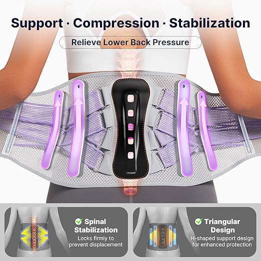 Fit Geno Back Brace for Women Lower Back Pain Relief: Adjustable Support with Ergonomic Lumbar Pad for Herniated Disc Sciatica and Lumbar Strain - Breathable Design (XS/S)