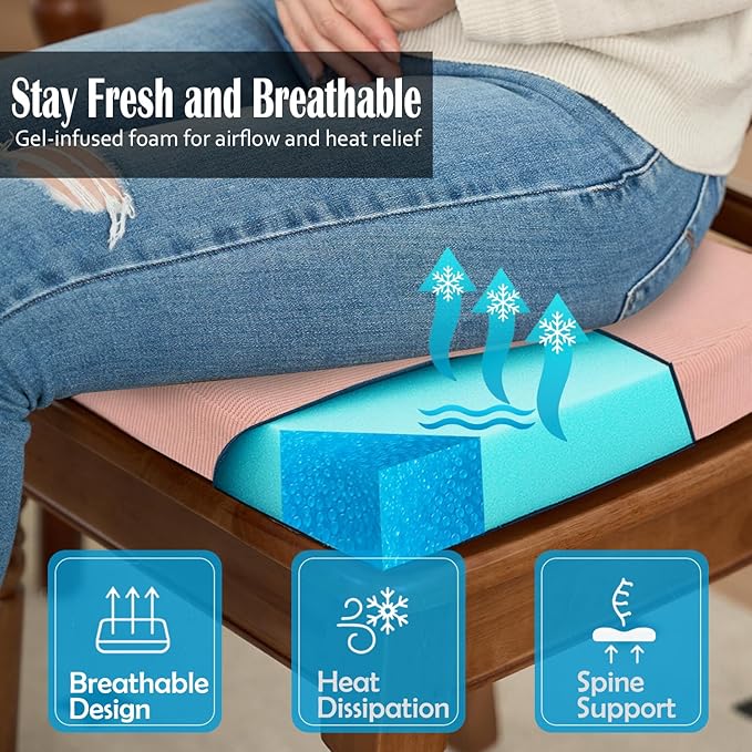 2'' Thick High-Density Foam Indoor Chair Cushions | Dining Chair Pads with Ties, Removable Washable Cover, Kitchen Chair Cushions 17"x16", Pink 2 Pack