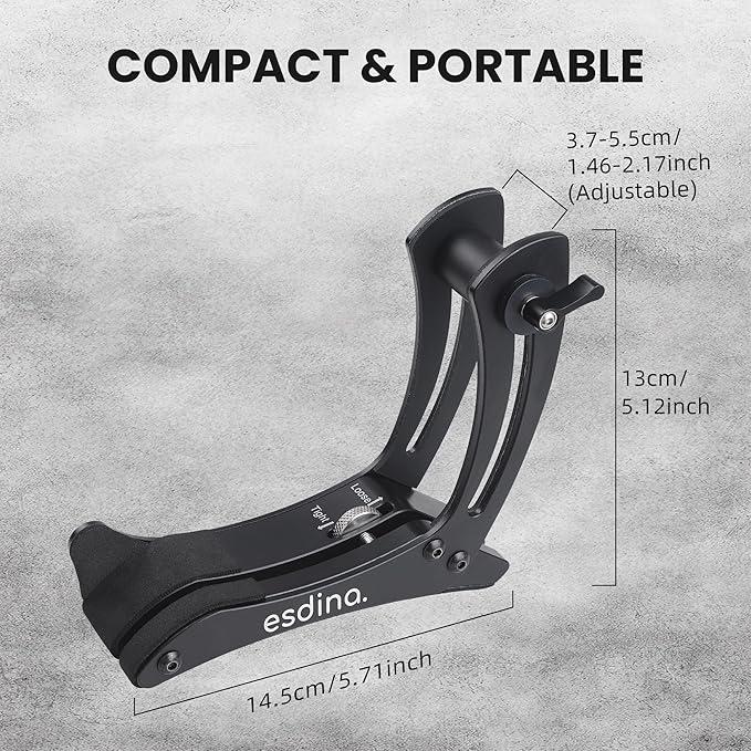 Esdina Electric Guitar Leg Rest, Ergonomic Thigh Support, Adjustable Foot Rest Stand, Soft Silicone Protection, Aluminum Alloy, Fits 1.46“ - 2.17“ in Guitar Body Thickness