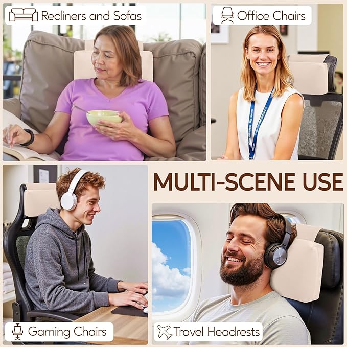 Neck Pillow for Recliner Chair, 14" Adjustable Recliner Pillow for Headrest, Soft Velvet Weighted Back Non-Slip Head Pillow for Recliner, Couch, Chair, Sofa