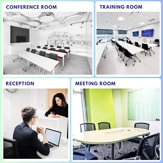 10 Pack Stackable & Foldable Conference Room Chairs with Lumbar Support, Armrest - Ergonomic Mesh Bouncing Back for Office Meeting, Conference, Reception and Training Room Chair