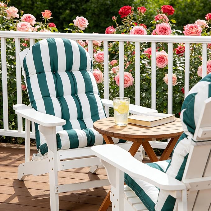 Enipate Weather Resistant Adirondack Chair Cushions High Back Indoor Outdoor Patio Tufted Lounge Cushion Seat Pads